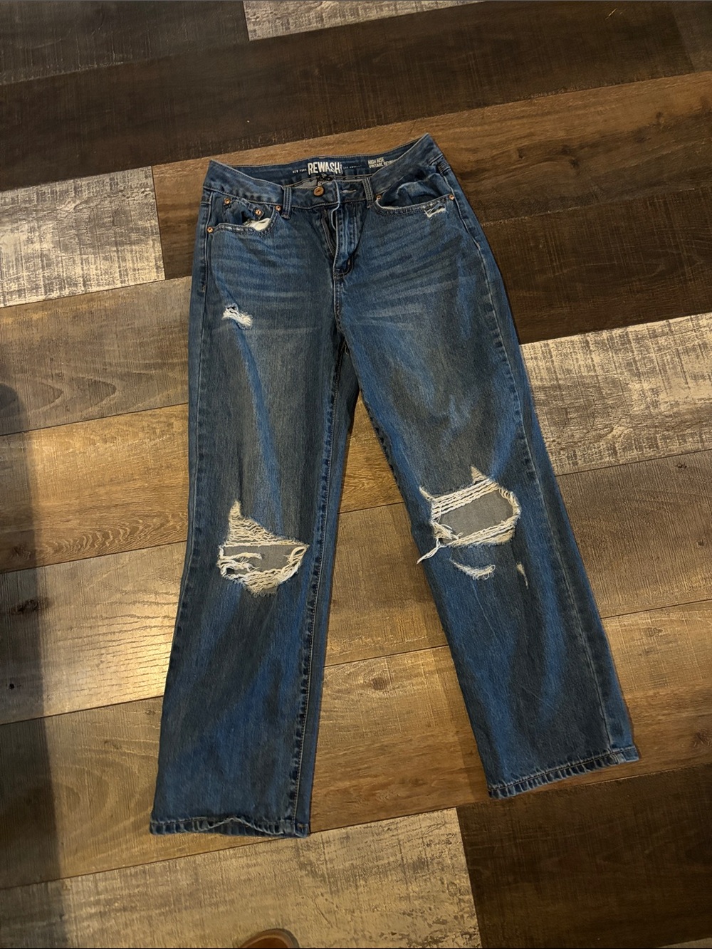 Rewash Distressed Blue Boyfriend Jeans
